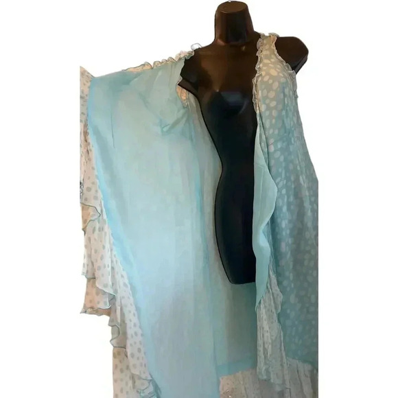 Maternity A Pea In The Pod Blue Sleeveless, Long Nursing Wrap/Robe Size Small - Picture 6 of 14